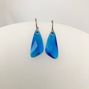 Swarovski Crystal "Wing" earrings in the shade Capri Blue - 1”